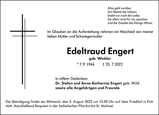 Traueranzeige von Edeltraud Engert von vrm-trauer Wormser Zeitung