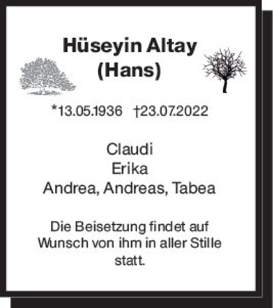 Traueranzeige von Hüseyin Altay von vrm-trauer Darmstädter Echo