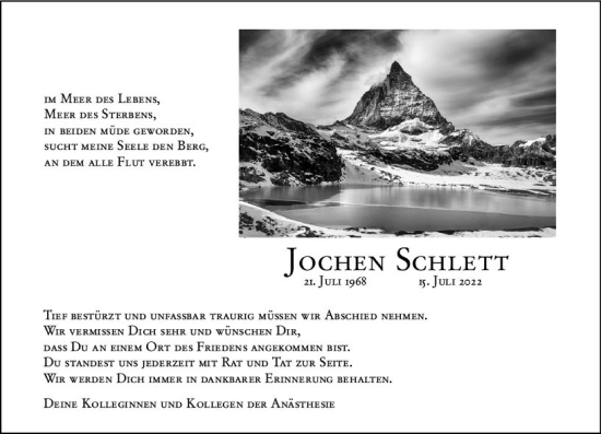 Traueranzeige von Jochen Schlett von vrm-trauer Allg. Zeitung Bad Kreuznach