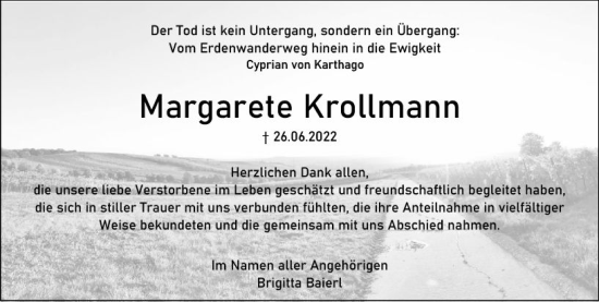Traueranzeige von Margarete Krollmann von vrm-trauer AZ Mainz
