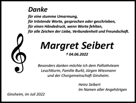 Traueranzeige von Margret Seibert von vrm-trauer AZ Mainz