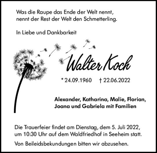 Traueranzeige von Walter Koch von vrm-trauer Darmstädter Echo