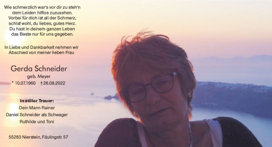 Traueranzeige von Gerda Schneider von vrm-trauer AZ Mainz