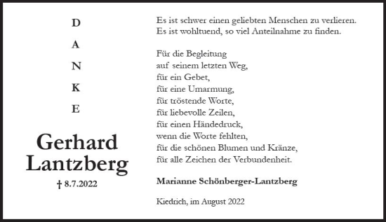 Traueranzeige von Gerhard Lantzberg von vrm-trauer Rheingau