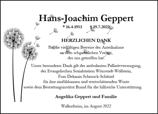 Traueranzeige von Hans-Joachim Geppert von vrm-trauer Wiesbadener Kurier