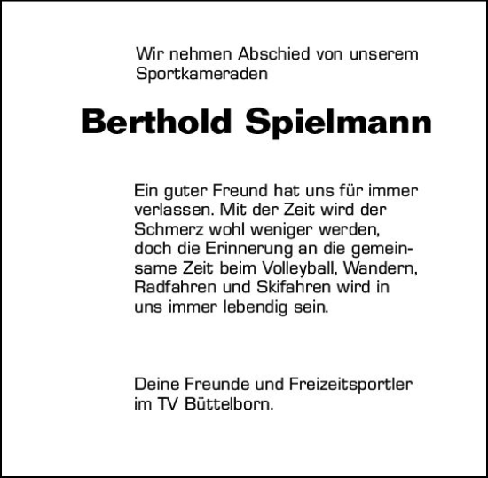 Traueranzeige von Berthold Spielmann von vrm-trauer Groß-Gerauer Echo