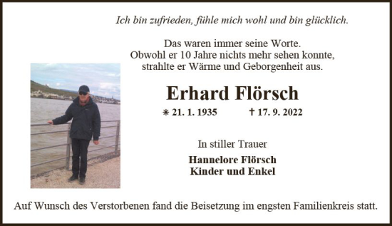 Traueranzeige von Erhard Flörsch von vrm-trauer AZ Mainz