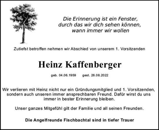 Traueranzeige von Heinz Kaffenberger von vrm-trauer Darmstädter Echo