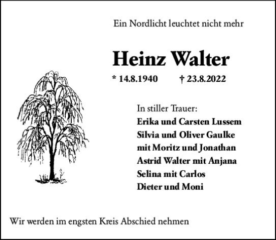 Traueranzeige von Heinz Walter von vrm-trauer Wiesbadener Kurier