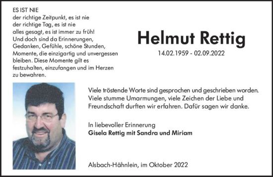 Traueranzeige von Helmut Rettig von vrm-trauer Darmstädter Echo