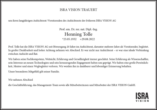 Traueranzeige von Henning Tolle von vrm-trauer Darmstädter Echo