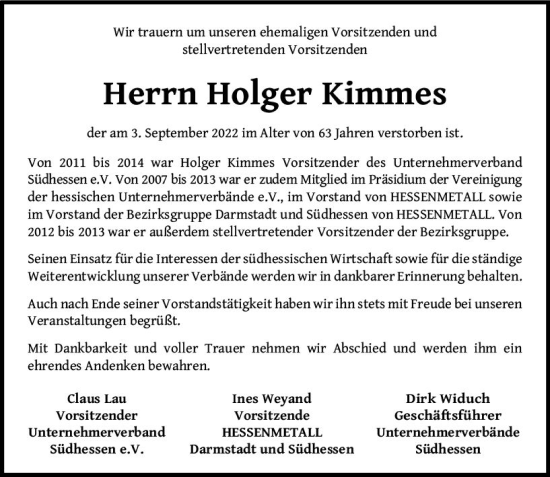 Traueranzeige von Holger Kimmes von vrm-trauer Darmstädter Echo
