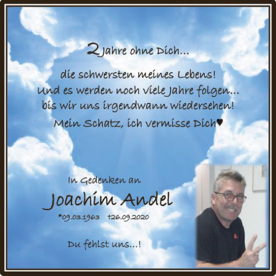 Traueranzeige von Joachim Andel von vrm-trauer Allgemeine  Zeitung Ingelheim-Bingen