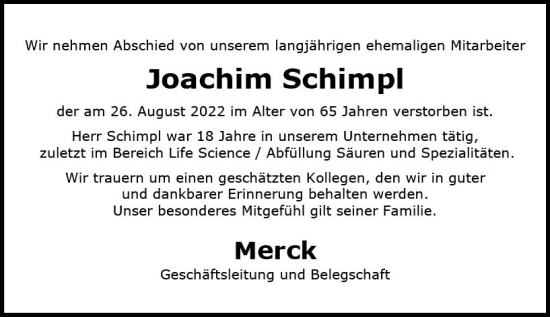 Traueranzeige von Joachim Schimpf von vrm-trauer Darmstädter Echo