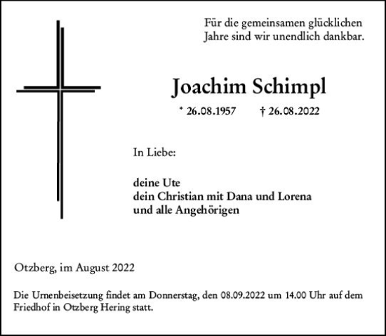 Traueranzeige von Joachim Schimpl von vrm-trauer Darmstädter Echo