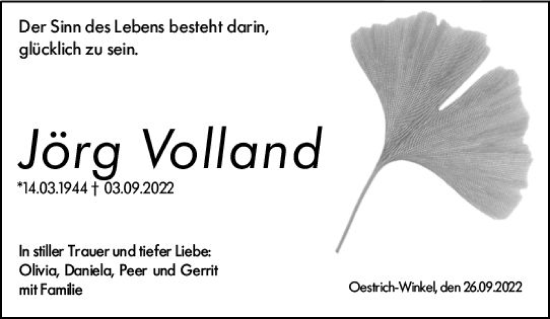 Traueranzeige von Jörg Volland von vrm-trauer Wiesbadener Kurier