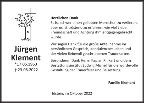 Traueranzeige von Jürgen Klement von vrm-trauer Idsteiner Zeitung