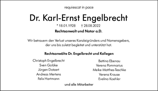 Traueranzeige von Karl-Ernst Engelbrecht von vrm-trauer Darmstädter Echo