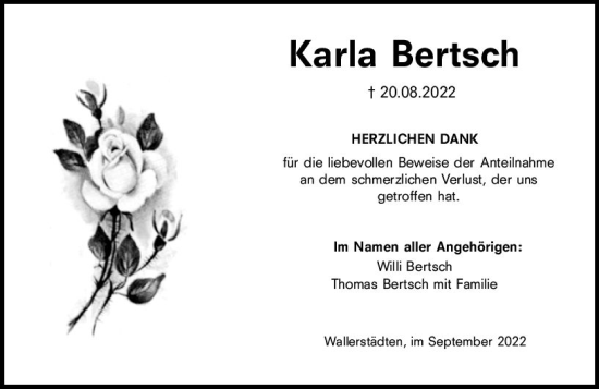 Traueranzeige von Karla Bertsch von vrm-trauer Groß-Gerauer Echo