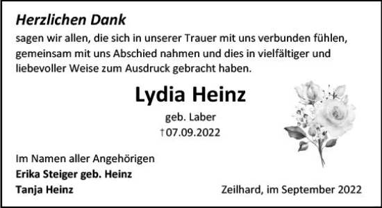 Traueranzeige von Lydia Heinz von vrm-trauer Darmstädter Echo