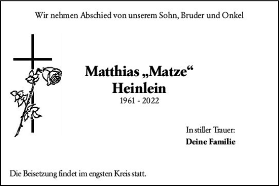 Traueranzeige von Matthias Heinlein von vrm-trauer Darmstädter Echo