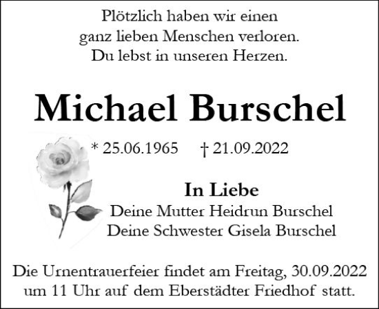 Traueranzeige von Michael Burschel von vrm-trauer Darmstädter Echo