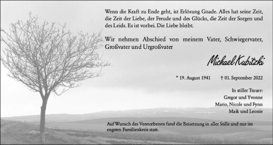 Traueranzeige von Michael Kubitzki von vrm-trauer Groß-Gerauer Echo