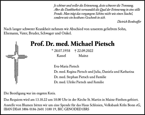 Traueranzeige von Michael Pietsch von vrm-trauer Darmstädter Echo