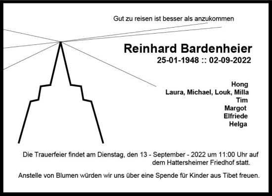 Traueranzeige von Reinhard Bardenheier von vrm-trauer Darmstädter Echo