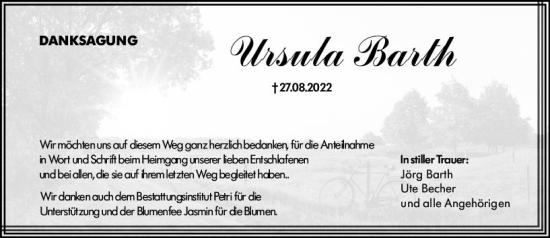 Traueranzeige von Ursula Barth von vrm-trauer Groß-Gerauer Echo