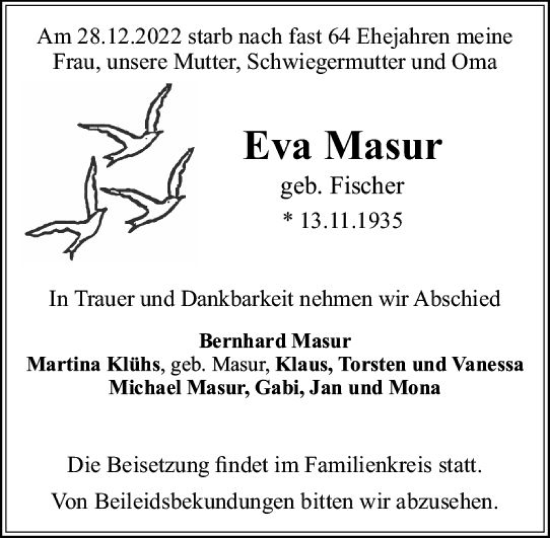 Traueranzeige von Eva Malur von vrm-trauer Rüsselsheimer Echo / MainSpitze