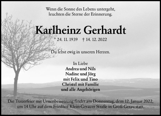 Traueranzeige von Karl-Heinz Gerhardt von vrm-trauer Groß-Gerauer Echo