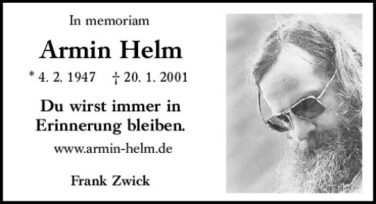 Traueranzeige von Armin Helm von Rüsselsheimer Echo