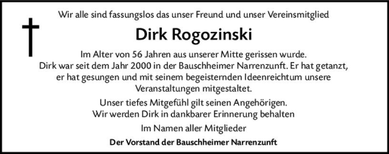 Traueranzeige von Dirk Rogozinski von Rüsselsheimer Echo