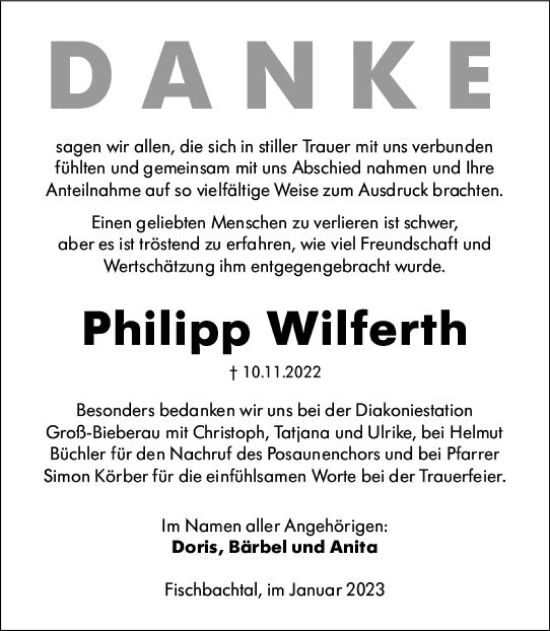 Traueranzeige von Philipp Wilferth von Darmstädter Echo