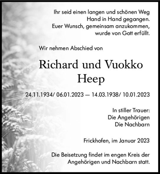 Traueranzeige von Richard Hepp von Nassauische Neue Presse