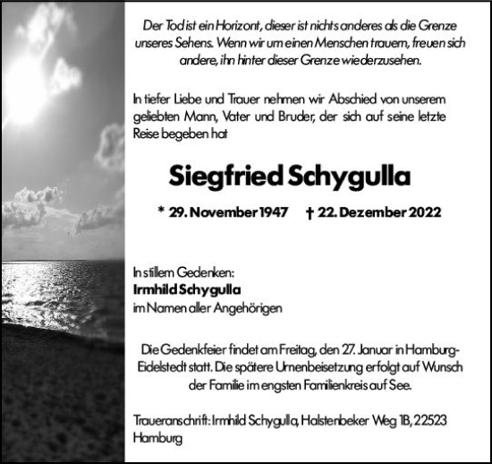 Traueranzeige von Siegfried Schygulla von Wiesbadener Kurier gesamt