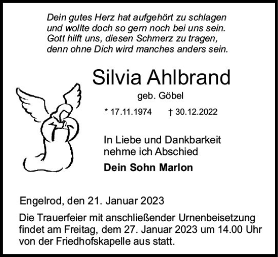 Traueranzeige von Silvia Ahlbrand von VRM Trauer