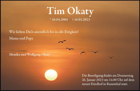 Traueranzeige von Tim Okaty von WK Rheingau
