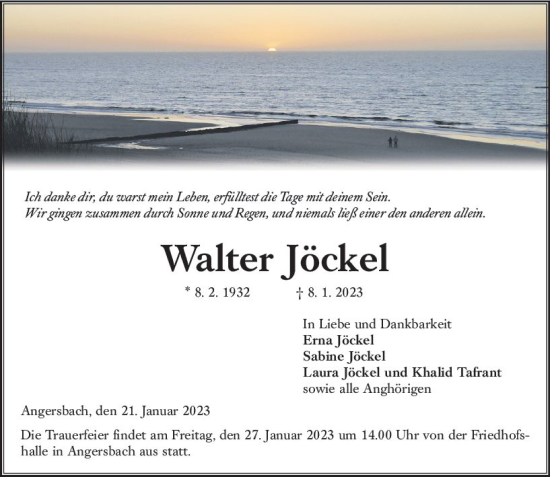 Traueranzeige von Walter Jöckel von VRM Trauer