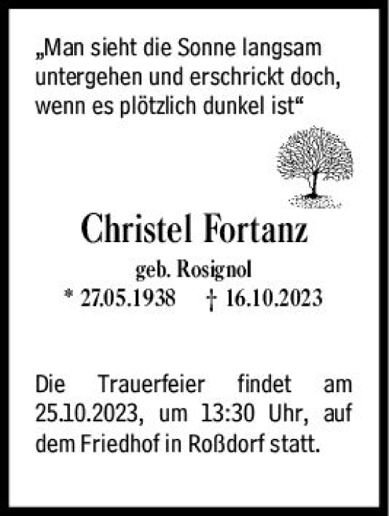 Traueranzeige von Christel Fortanz von Darmstädter Echo