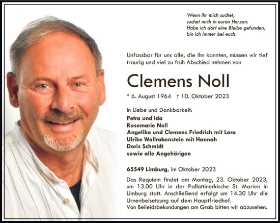 Traueranzeige von Clemens Noll von Nassauische Neue Presse