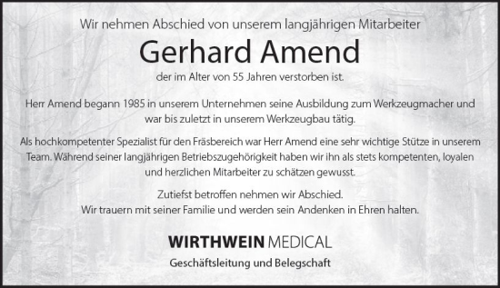 Traueranzeige von Gerhard Amend von Darmstädter Echo