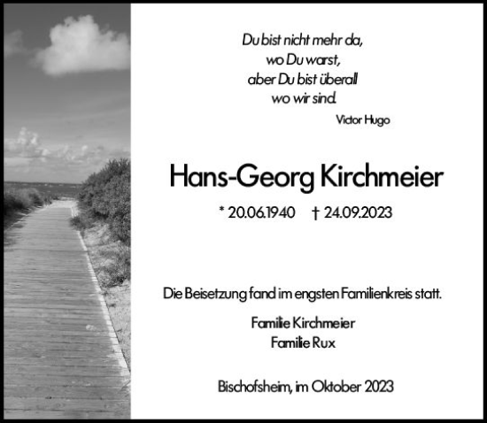 Traueranzeige von Hans-Georg Kirchmeier von Rüsselsheimer Echo