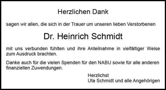 Traueranzeige von Heinrich Schmidt von Dieburger Anzeiger/Groß-Zimmerner Lokal-Anzeiger