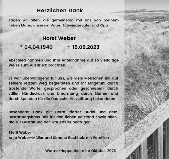 Traueranzeige von Horst Weber von Wormser Zeitung