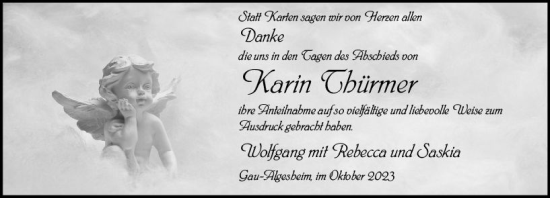 Traueranzeige von Karin Thürmer von Allgemeine Zeitung Bingen/Ingelheim