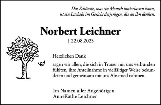 Traueranzeige von Norbert Leichner von Hochheimer Zeitung