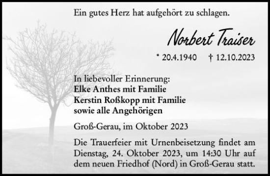 Traueranzeige von Norbert Traiser von Groß-Gerauer Echo