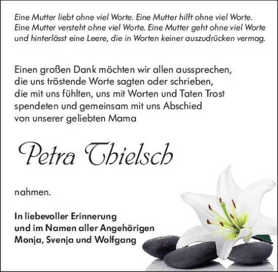 Traueranzeige von Petra Thielsch von Dill Block
